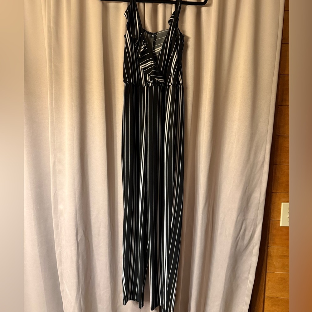 Express Monochrome Striped Jumpsuit